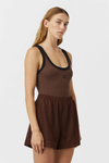 C&M Camilla and Marc Nora Contrast Bind Scoop Neck Tank - Mocha/Black