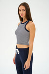 Splits59 Kiki Rib Crop Tank - White/Indigo Stripe