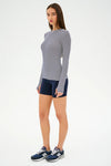 Splits59 Louise Rib Long Sleeve - White/Indigo Stripe