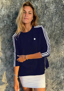  Sophie Moran Arm Stripe Sweatshirt - Navy/White Stripes