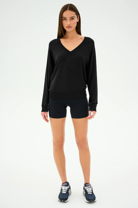 Splits59 Bennie Fleece V-Neck Sweatshirt - Black