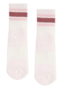  MoveActive Classic Crew Grip Socks - Ribbed Sporty Stripe Blush