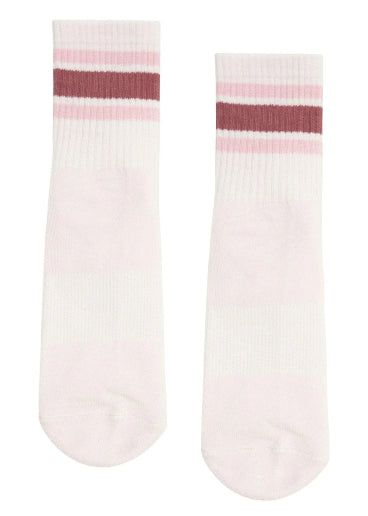 MoveActive Classic Crew Grip Socks - Ribbed Sporty Stripe Blush