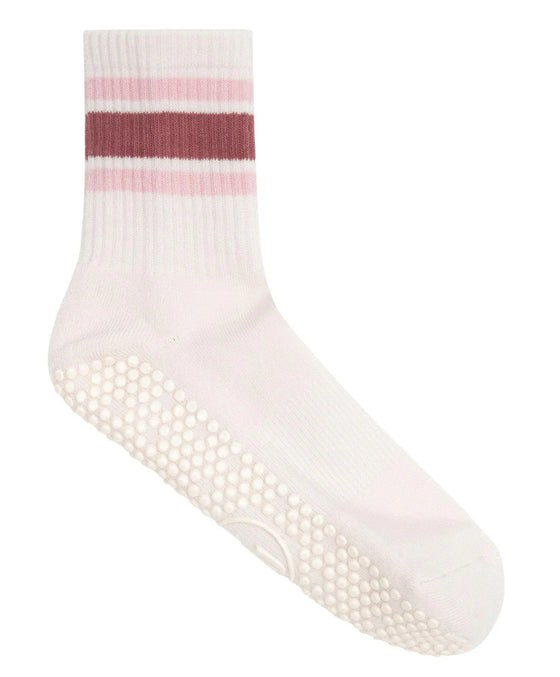 MoveActive Classic Crew Grip Socks - Ribbed Sporty Stripe Blush