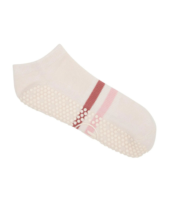 MoveActive Classic Crew Low Rise Grip Socks - Blush Stripes