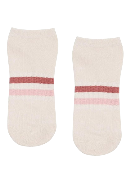 MoveActive Classic Crew Low Rise Grip Socks - Blush Stripes