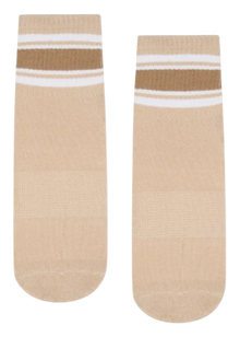  Move Active Classic Crew Grip Socks - Beige Stripes