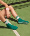 MoveActive Classic Crew Grip Socks - Emerald Rose Stripe