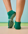 MoveActive Classic Crew Low Rise Grip Socks - Emerald Stripe