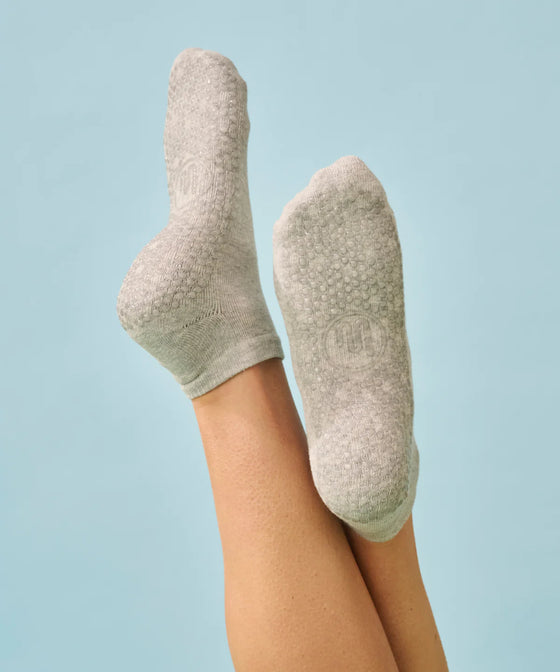 MoveActive Classic Crew Low Rise Grip Socks - Grey Marle