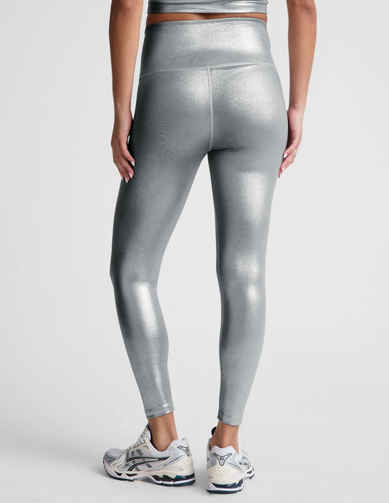 Beyond Yoga Caught In The Midi High Waist Legging - Liquid Silver