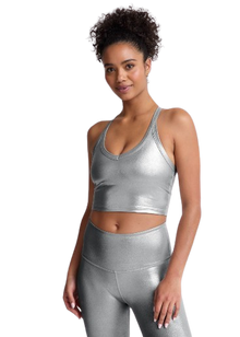  Beyond Yoga On The Up Cropped Tank - Liquid Silver