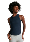 Beyond Yoga Featherweight Your Fit Shirred Tank - Nocturnal Navy