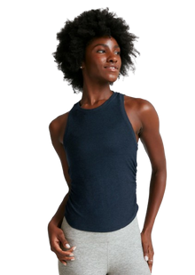  Beyond Yoga Featherweight Your Fit Shirred Tank - Nocturnal Navy