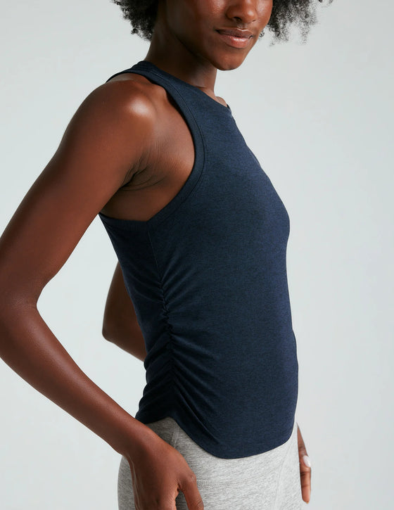 Beyond Yoga Featherweight Your Fit Shirred Tank - Nocturnal Navy