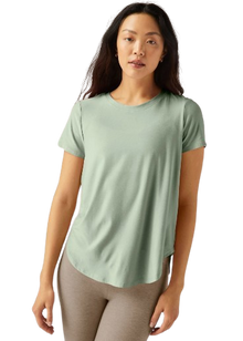  Beyond Yoga Featherweight On The Down low Tee - Minty Slate Heather