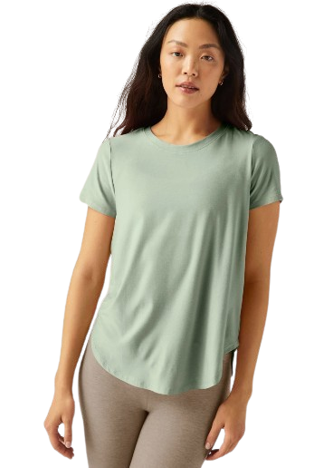 Beyond Yoga Featherweight On The Down low Tee - Minty Slate Heather