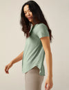 Beyond Yoga Featherweight On The Down low Tee - Minty Slate Heather