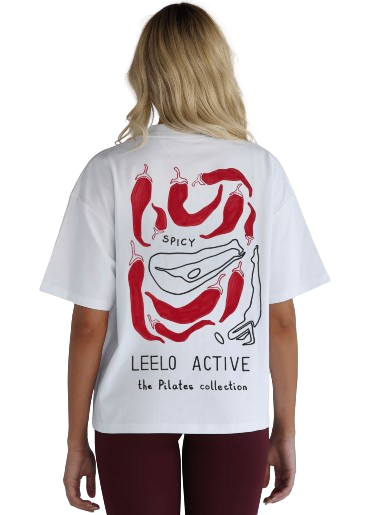 Leelo V6 Pilates Collection Chilli Tee - White