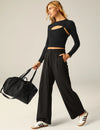 Beyond Yoga Status Wide Leg Trousers - Black