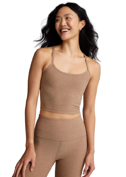 Beyond Yoga Spacedye Slim Racerback Cropped Tank - Desert Sand Heather