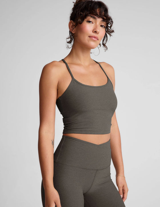 Spacedye Slim Racerback Cropped Tank - True Grey Heather