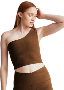  Beyond Yoga Spacedye The Bold Shoulder Cropped Tank - Bold Mocha Heather