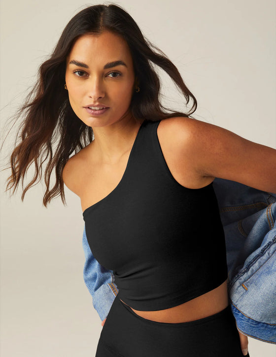 Beyond Yoga Spacedye The Bold Shoulder Cropped Tank - Darkest Night