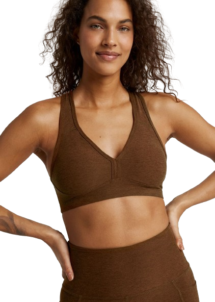 Beyond Yoga Spacedye Lift your Spirits Bra - Bold Mocha Heather