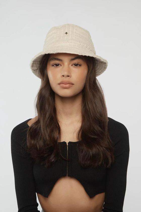 Peta + Jain Soleil Striped Toweling Bucket Hat - Beige