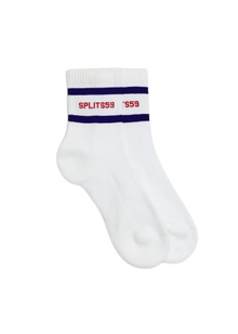  Splits59 Logo Stripe Quarter Socks - White/Pirate Red