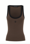 C&M Camilla and Marc Nora Contrast Bind Scoop Neck Tank - Mocha/Black