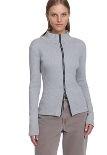  Viktoria & Woods Rib Zip Top - Grey Marl