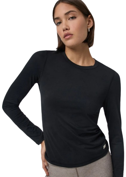 Vuori Long-Sleeve Lux Crew Tee - Black