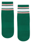 MoveActive Classic Crew Grip Socks - Emerald Rose Stripe