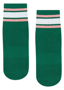  MoveActive Classic Crew Grip Socks - Emerald Rose Stripe