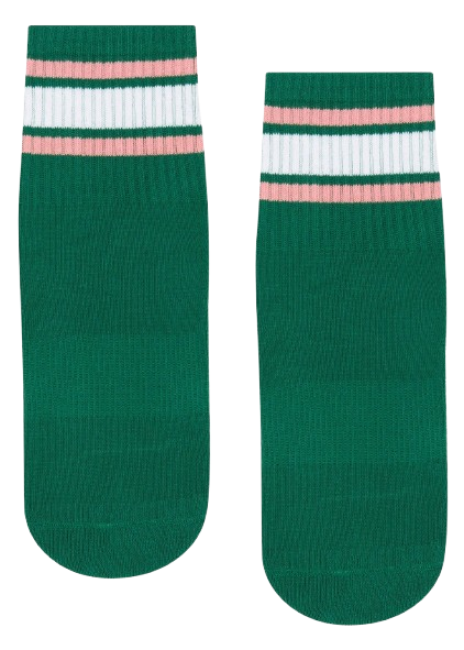 MoveActive Classic Crew Grip Socks - Emerald Rose Stripe