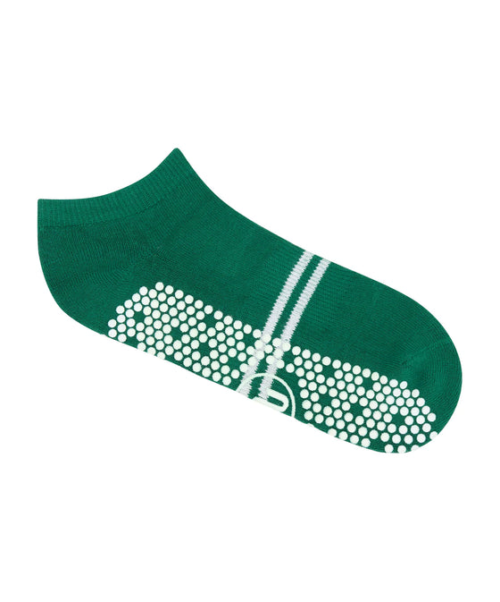 MoveActive Classic Crew Low Rise Grip Socks - Emerald Stripe