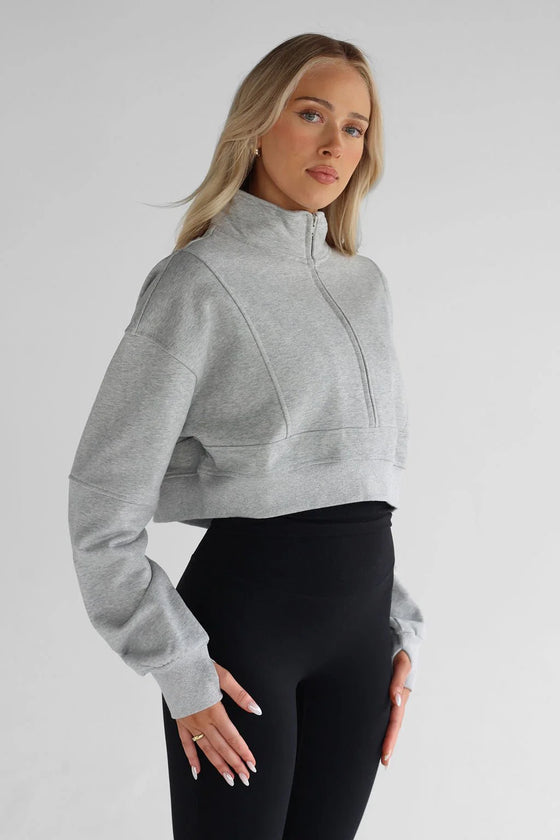 Leelo Half Zip Sweater - Heather Grey