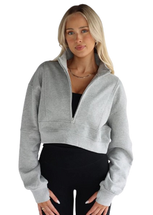  Leelo Half Zip Sweater - Heather Grey