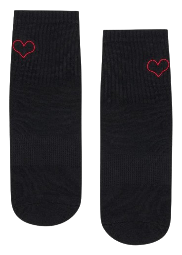 MoveActive Classic Crew Grip Socks - Love Struck Black