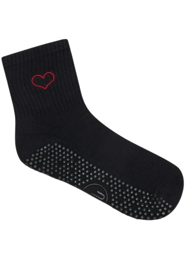 MoveActive Classic Crew Grip Socks - Love Struck Black