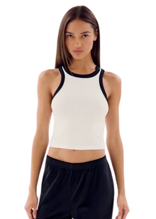  Splits59 Kiki Rib Crop Tank White/ Black