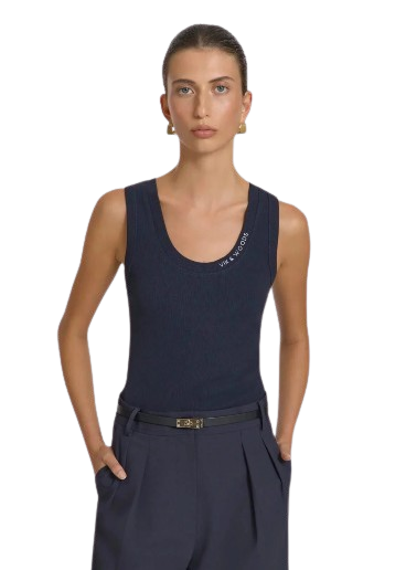 Viktoria & Woods Vik & Woods Tank - Sapphire Blue VIK & WOODS Embroidery”