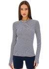 Splits59 Louise Rib Long Sleeve - White/Indigo Stripe